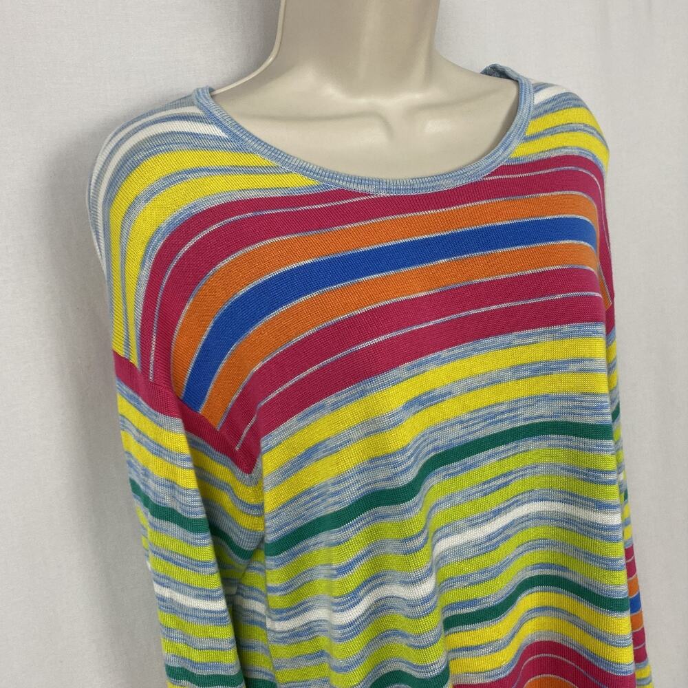 Soft Surroundings Sweater Womens Petite Large Rainbow Stripe Boat Neck Knit - Picture 2 of 10